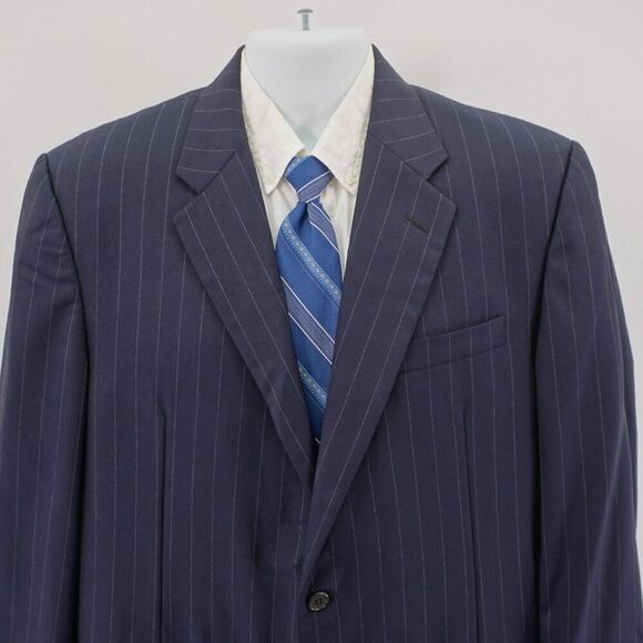 Hickey Freeman Nordstrom‎ Madison Loro Piana Tasmanian Wool Blue Striped 42R - Picture 1 of 16